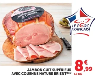 Brient Jambon cuit supérieur avec couenne nature