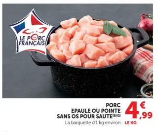 EPAULE OU POINTE SANS OS POUR SAUTE PORC