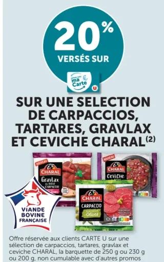 Sélection de carpaccios, tartares, gravlax et ceviche Charal