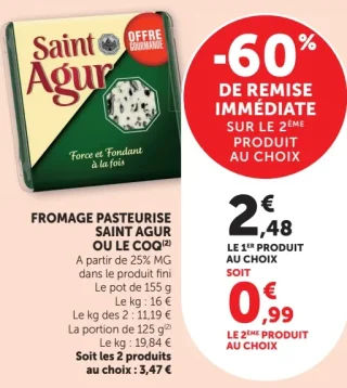 Fromage pasteurisé Saint Agur