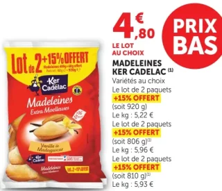 Madeleines Ker Cadelac (Le lot de 2 paquets + 15% offert)
