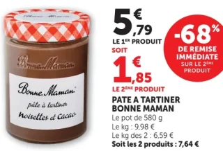 Pâte à tartiner noisettes et cacao Bonne Maman (Le pot de 580 g)