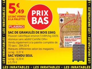 Flamino Sac de granulés de bois 15kg