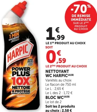 Nettoyant WC Harpic ou Bloc WC