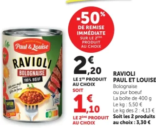 Ravioli Paul et Louise Bolognaise ou pur boeuf