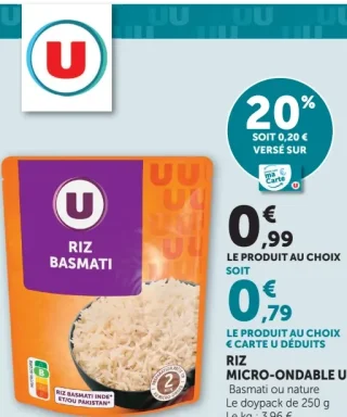 Riz micro-ondable U Basmati ou nature