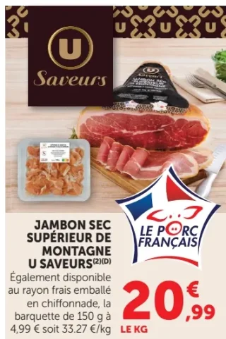 Jambon sec supérieur de montagne U Saveurs