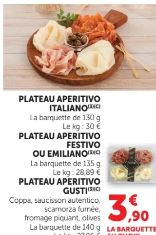 Plateau aperitivo Italiano ou Festivo ou Emiliano ou Gusti