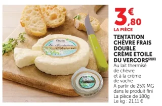 Tentation chèvre frais double crème Etoile du Vercors