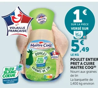 Poulet entier prêt à cuire Maître CoQ