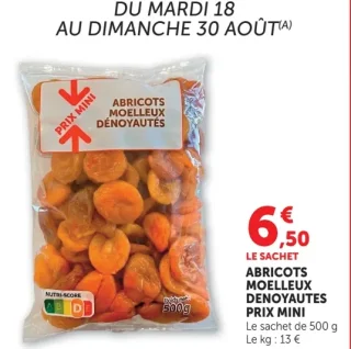 Abricots moelleux dénoyautés Prix Mini