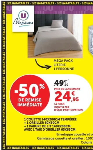 Mega Pack Literie 1 Personne U Maison