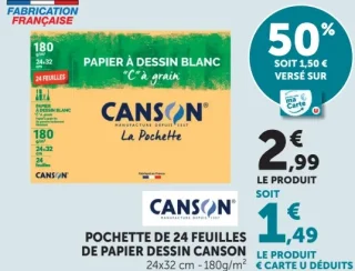 Pochette de 24 feuilles de papier dessin Canson