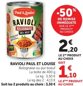 Ravioli Paul & Louise Bolognaise ou pur boeuf
