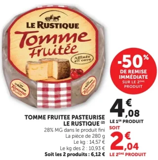 Tomme Fruitée Pasteurisé Le Rustique