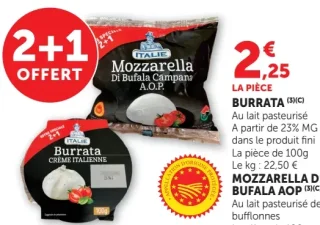 Burrata italienne ou Mozzarella di Bufala AOP