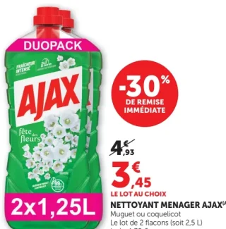NETTOYANT MENAGER AJAX Muguet ou coquelicot