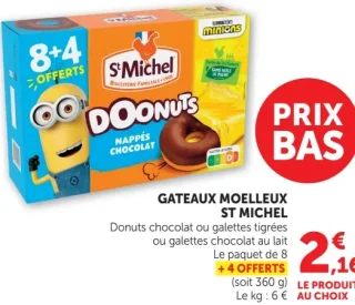 Gateaux Moelleux St Michel Doonuts chocolat ou galettes tigrées ou galettes chocolat au lait