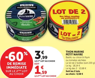Thon Marine Petit Navire Basilic ou citron & thym ou tomates séchées