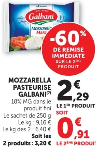 Mozzarella pasteurisé Galbani