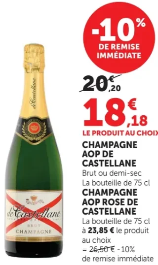 CHAMPAGNE AOP DE CASTELLANE Brut ou demi-sec / ROSE DE CASTELLANE