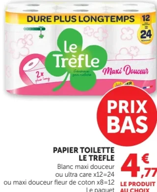 Papier toilette Le Trèfle Maxi Douceur