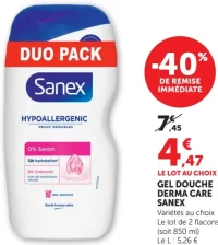 Gel Douche Derma Care Sanex Duo Pack