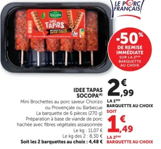 Idée Tapas Socopa Mini Brochettes au porc