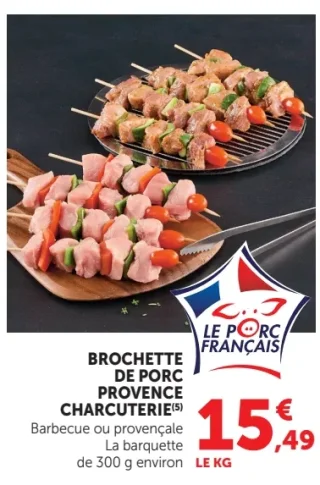 Brochette de porc provence charcuterie