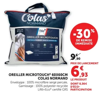 Oreiller Microtouch 60x60cm Colas Normand