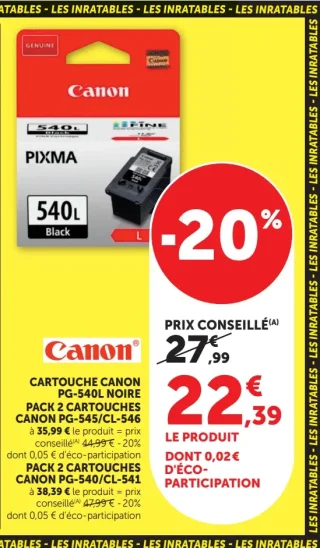 Cartouche Canon PG-540L Noire / Packs