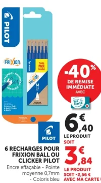 6 RECHARGES POUR FRIXION BALL OU CLICKER PILOT
