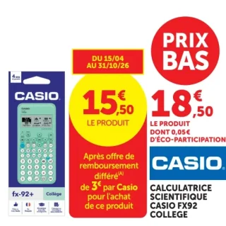 Calculatrice scientifique Casio FX92 Collège