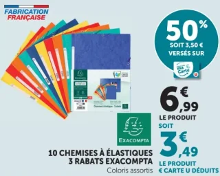 10 chemises à élastiques 3 rabats Exacompta Coloris assortis