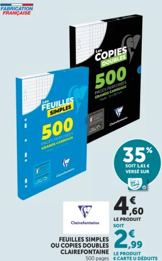 Feuilles simples ou copies doubles Clairefontaine 500 pages
