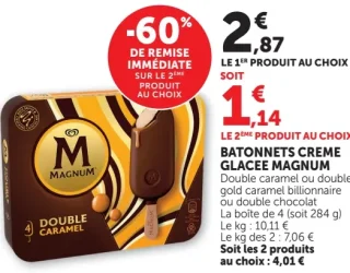 Bâtonnets crème glacée Magnum Double