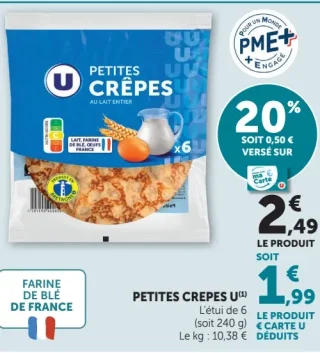 Petites Crepes U au lait entier