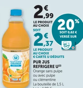 Pur jus réfrigéré U Orange