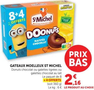 Gâteaux Moelleux St Michel Doanuts Chocolat ou Galettes tigrées