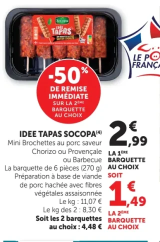 Idée Tapas Socopa Mini Brochettes au porc