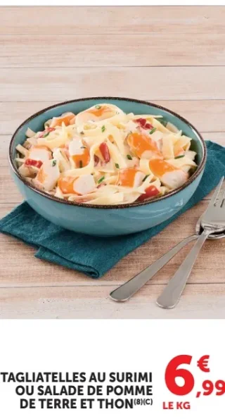 Tagliatelles au surimi ou Salade de pomme de terre et thon