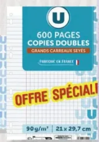 Copies doubles U 600 pages Grands Carreaux Seyès