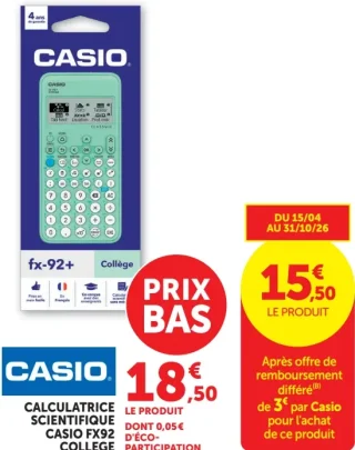 Calculatrice scientifique Casio FX92 Collège