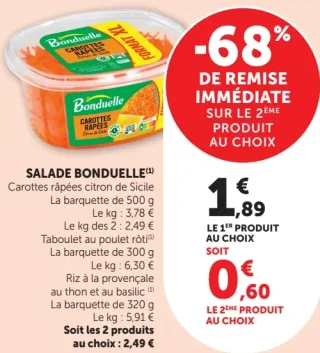 Salade Bonduelle Carottes râpées citron de Sicile