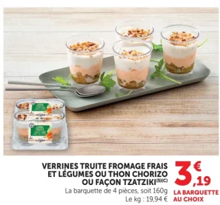 Verrines Truite Fromage Frais et Légumes ou Thon Chorizo ou Façon Tzatziki Guyader
