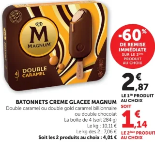 Bâtonnets crème glacée Magnum Double Caramel