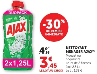 NETTOYANT MENAGER AJAX Muguet ou coquelicot