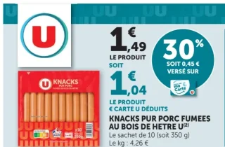 Knacks pur porc fumées au bois de hêtre U