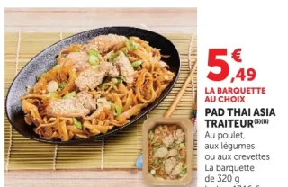 Pad Thai Asia Traiteur au poulet, aux légumes ou aux crevettes
