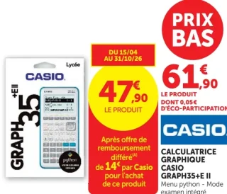 Calculatrice graphique Casio Graph35+E II